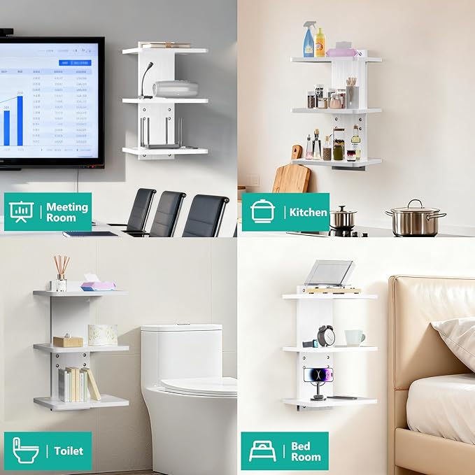 WALI Floating TV Shelf, 3 Tier Projector Shelf