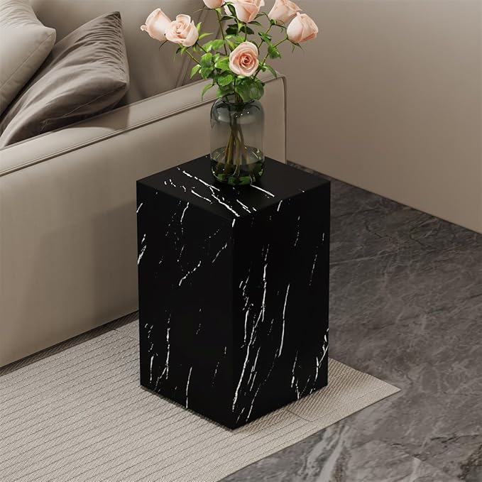 End Table, Side Table Living Room Table, Faux Marble Sofa Couch Bedside