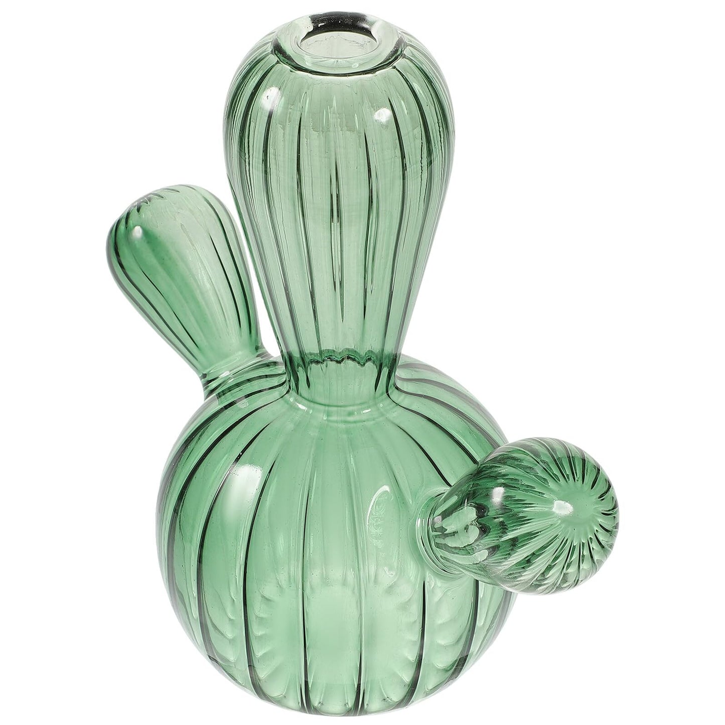 Ipetboom Cactus Shaped Glass Vase Decorative Terrarium Jar Hydroponic Plant Container for Home Décor Green Glass Vase Ornament for Tabletop and Indoor Gardening