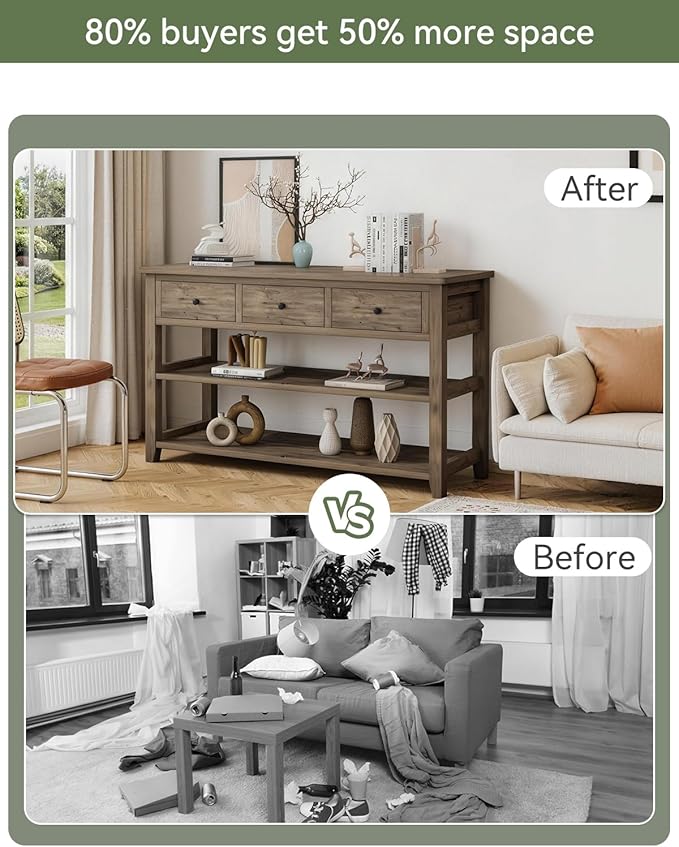 Karl home Console Table with 3 Drawers, Living Room