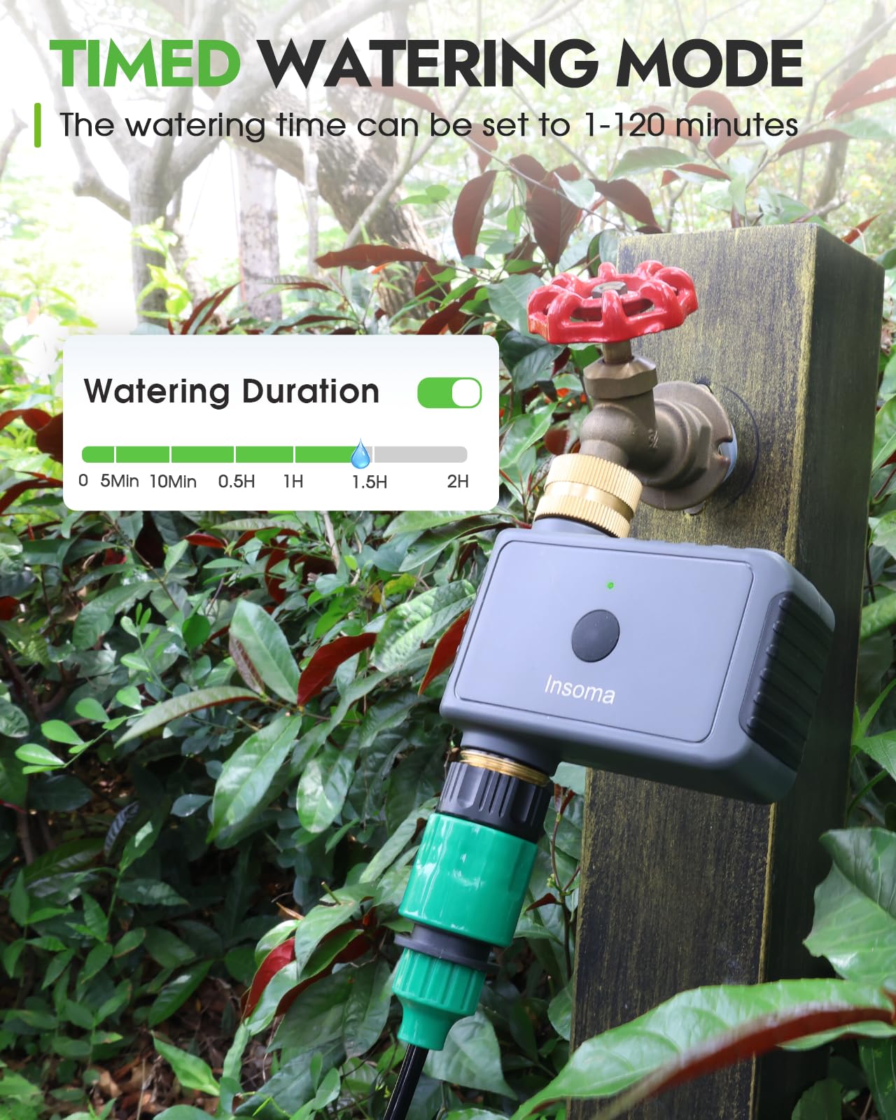 Insoma Remote Control Sprinkler Timer with Brass Inlet & Outlet, Garden Hose Timer Turns Water Off Automatically, Up to 120 Minutes of Run Time, for Faucet, Lawn, Drip, Soaker Hose, IP55 Waterproof