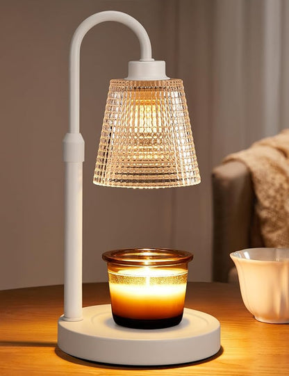 Innqoo White Candle Warmer Lamp with Timer, Dimmable Candle Warmer for Jar Candles, Height Adjustable Wax Melts Warmer, Birthday Gifts for Women Mom, House Warming Gifts New Home Decor