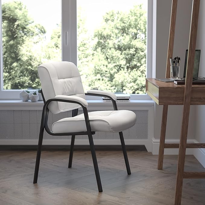 Flash Furniture Haeger White LeatherSoft Executive Side Reception Chair
