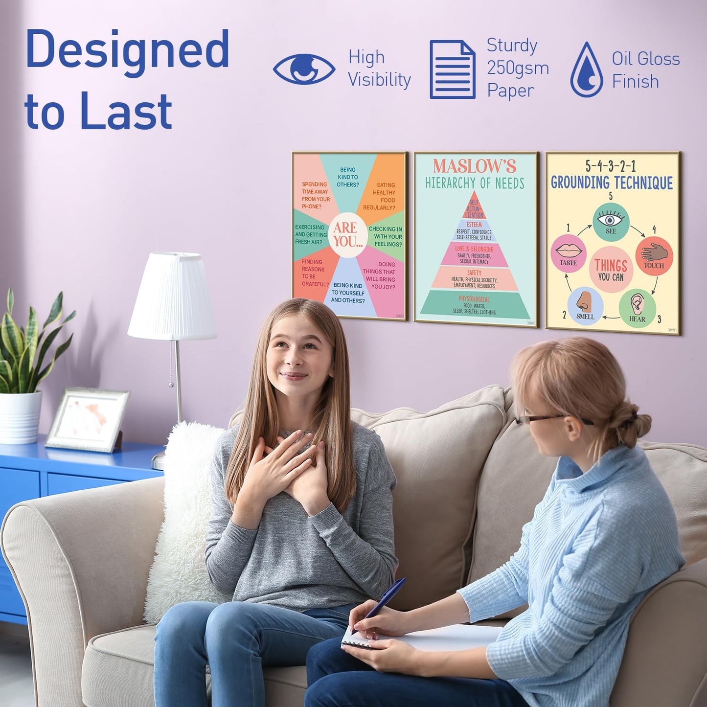 S&O Mental Health Posters for Office & School - Therapy Office Decor - Counseling and Awareness Wall Art Decorations - Growth Mindset Inspirational Quotes - Classroom Academy Counselor Supplies - 10PC