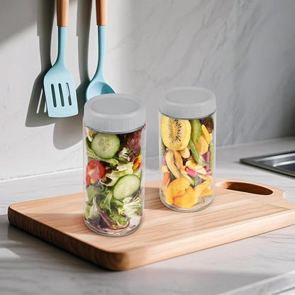 Overnight Oats Containers with Lids, 24oz Wide Mouth Mason Jars with Lids, 9 Pack Glass Jars with Airtight lid for Chia Pudding Yogurt Salad, Meal Prer Oatmeal Jars, Gray