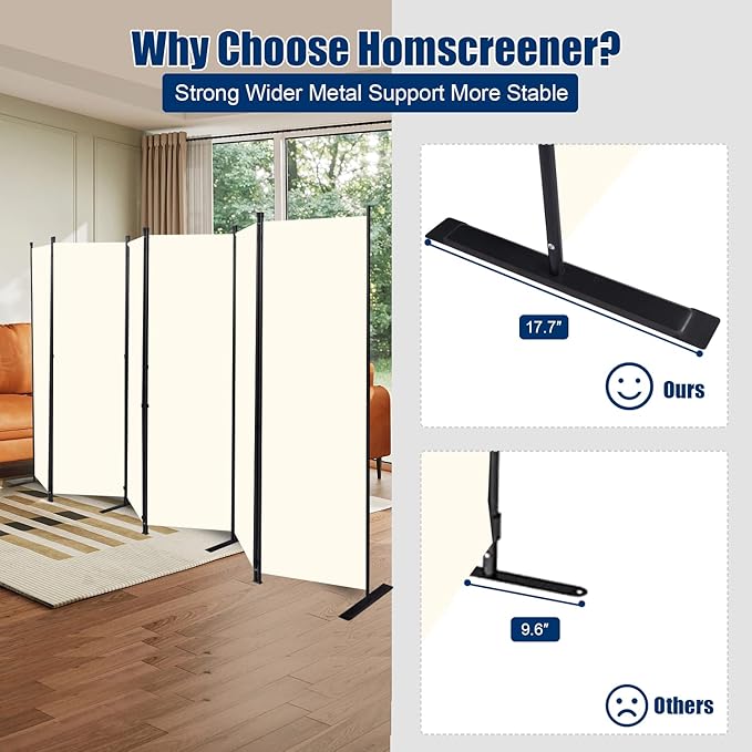 Room Divider 6FT Portable Room Dividers and Folding Privacy Screens, 6 Panel