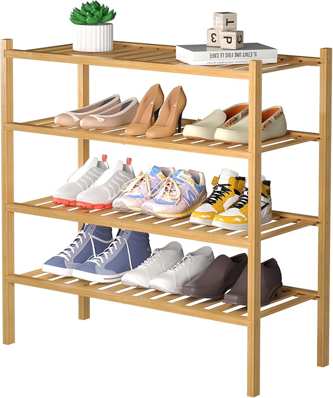 ROMGUAR CRAFT 4 Tier Bamboo Shoe Rack