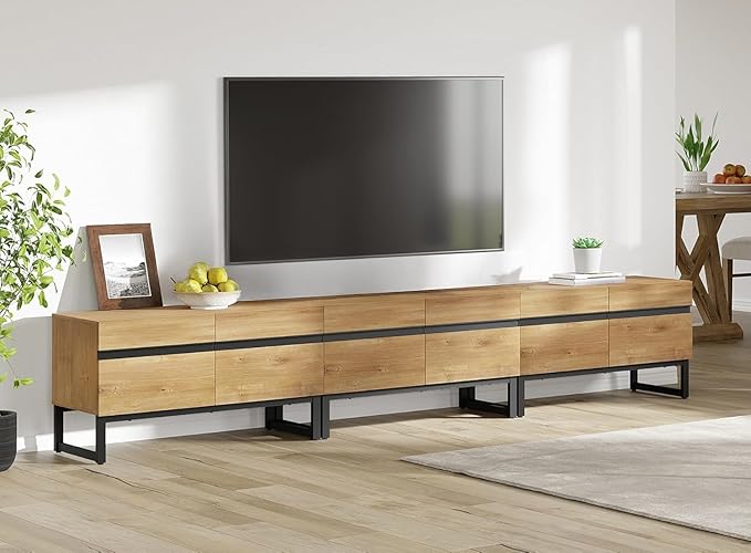 WAMPAT Modern TV Stand for 32-110 Inch TVs, Wood Entertainment Center