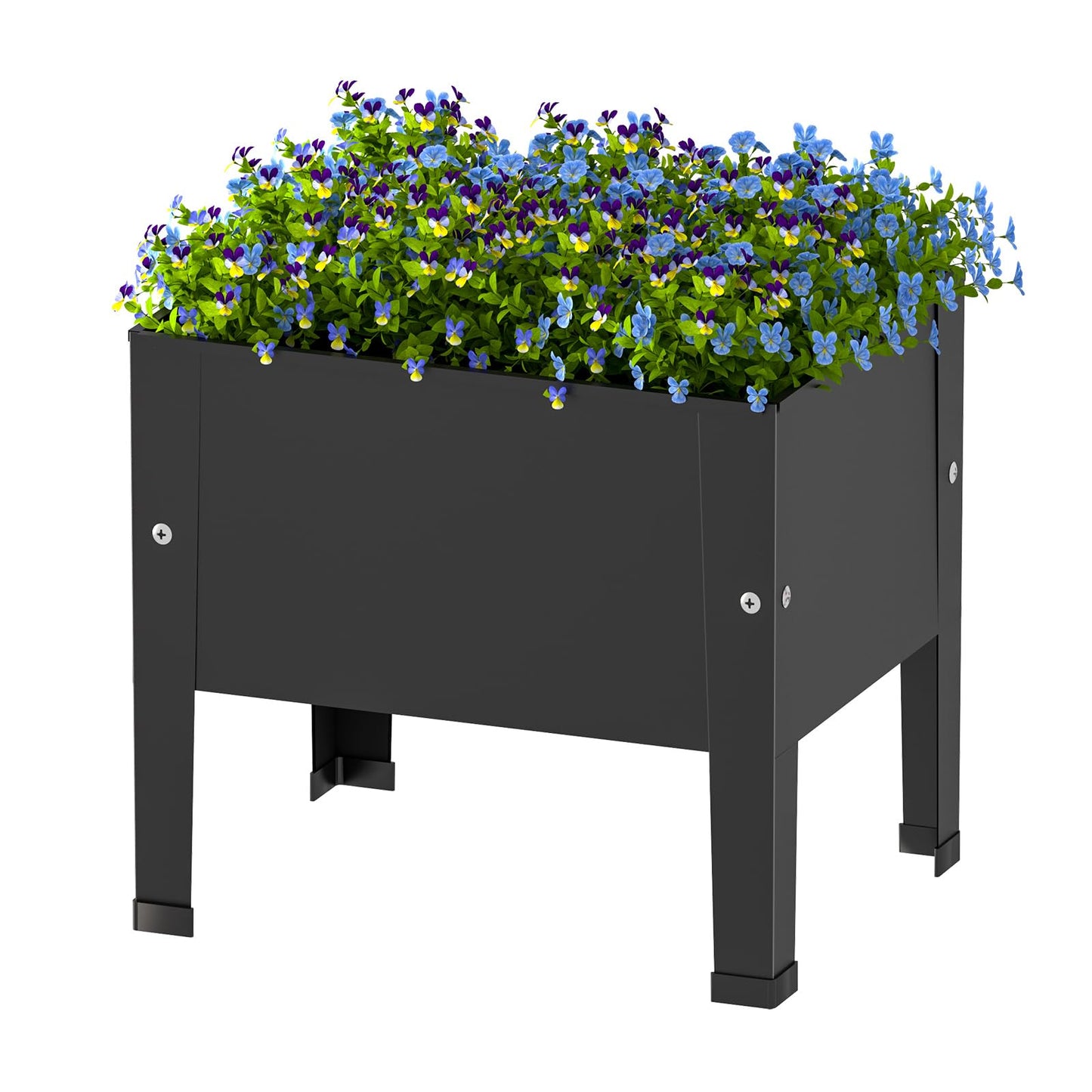 aboxoo 14 inch Black Planter Raised Beds with Legs Outdoor Small Metal Planter Box Elevated Garden Bed for Vegetables Flower Herb Patio
