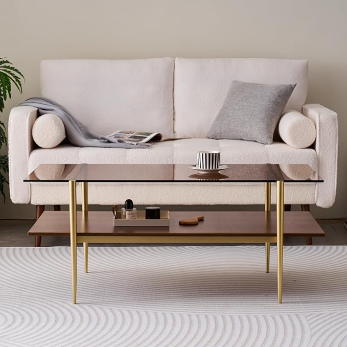LumFurn Rectangle Coffee Table, Mid-Century Modern Design, L41 W21 x H17