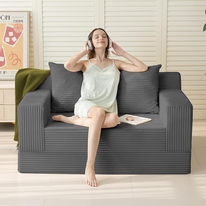 Erament Convertible Sofa Bed, Loveseat Folding Floor Futon Sleeper Sofa Couch