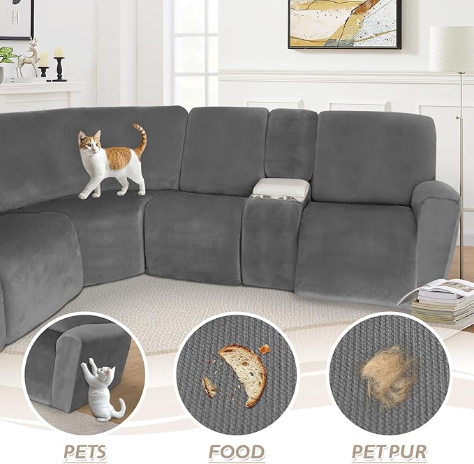 Arfntevss Sectional Recliner Couch Covers Velvet Washable Corner Sectional Sofa