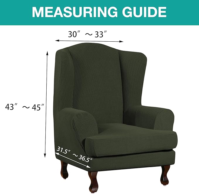 Turquoize Wingback Chair Covers 2 Piece Wing Chair Slipcover Stretch Slipcovers