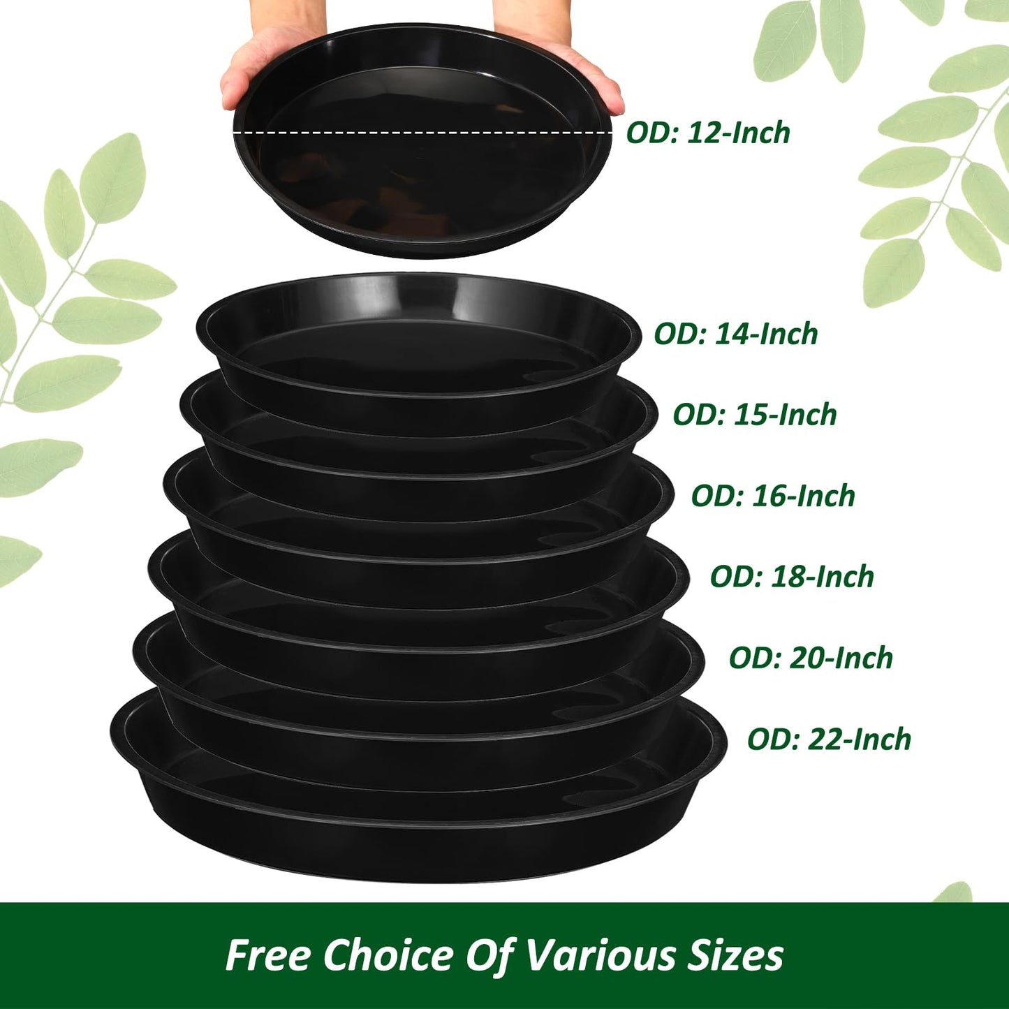 PATIKIL 3 Pack Plastic Plant Saucer, 15 Inch Plant Tray for Pots Round Plant Dish Plant Drip Trays Water Tray for Indoors Outdoors Garden, Black