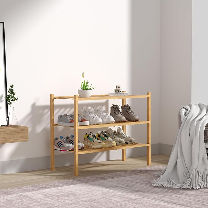 ROMGUAR CRAFT 3 Tier Bamboo Shoe Rack