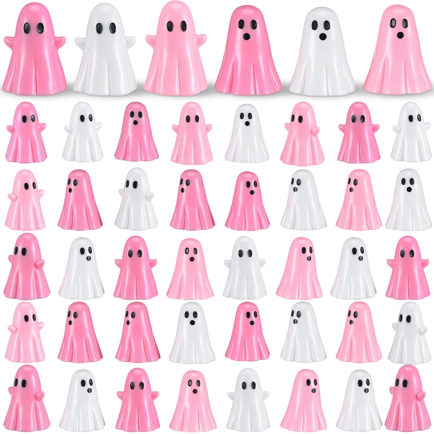 Beeveer 50 Pcs Halloween Mini Ghost Figurines Ghost Figurines Resin Small Miniature Figures Spooky Tiered Tray Decor Garden Cake Topper Dollhouse Micro Home Tabletop Landscape Decor