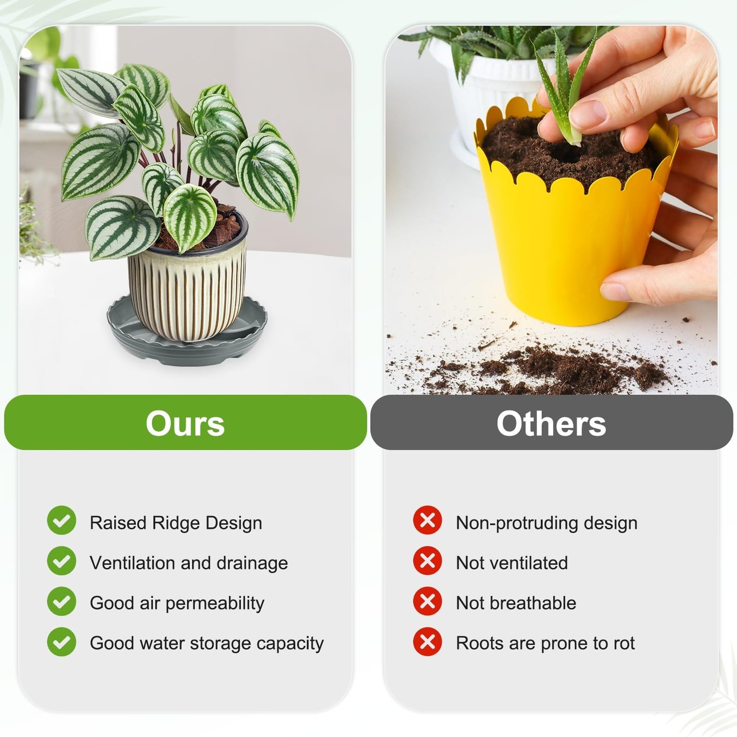 M METERXITY 4-Pack Plant Saucer, 7.7 Inch/19.5 cm Plastic Plant Trays Thicker for Indoor/Outdoor/Water/Pots Drainage and Protection, Flowerpot Drip Tray [Gray]