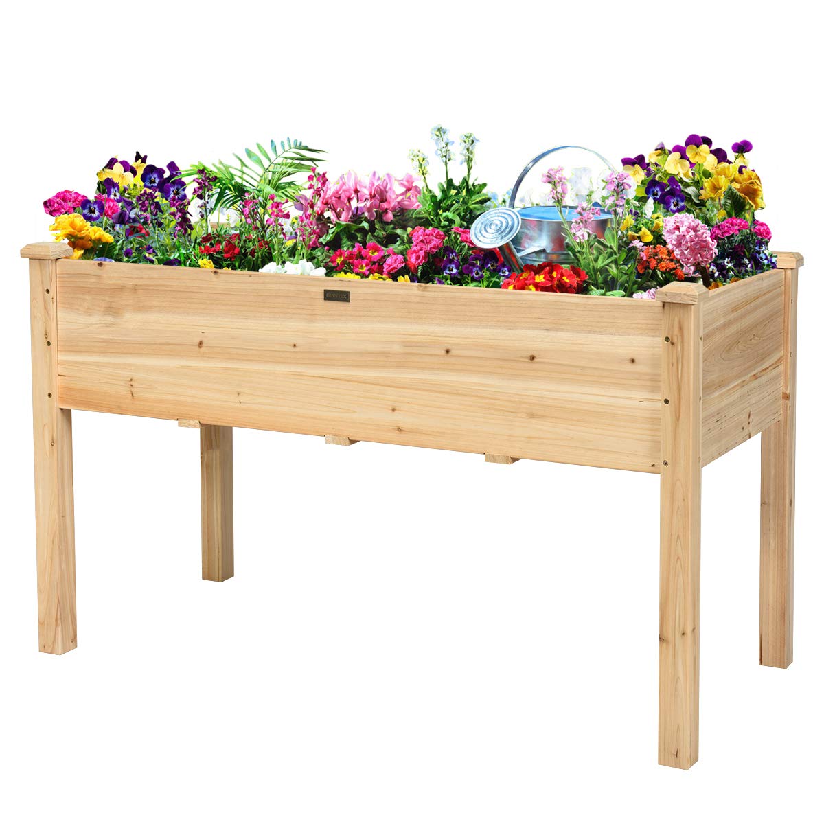 Giantex Raised Garden Bed, Wood Planter Box with Legs, Drain Holes, Elevated Garden Bed for Vegetables, Standing Garden Container Planter Raised Beds for Backyard, Patio, 49" Lx23 Wx30 H