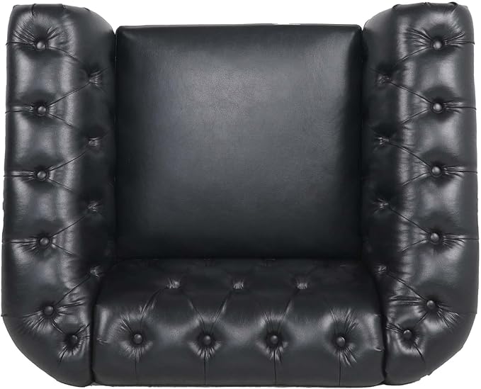 LEVNARY Leather Upholstered Armchair, Mid-Century Modern Single Sofa Chair