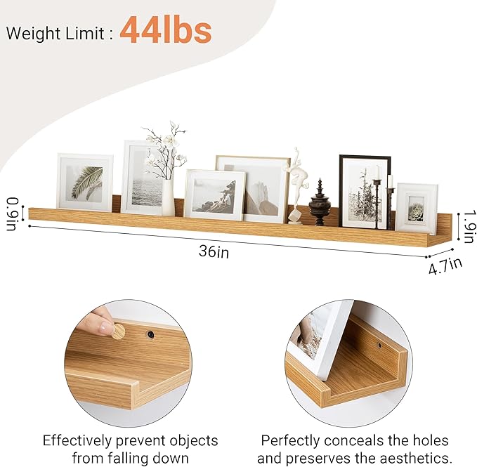Floating Shelves for Wall, 36 inch Wood Floating Shelves Set of 2, Picture