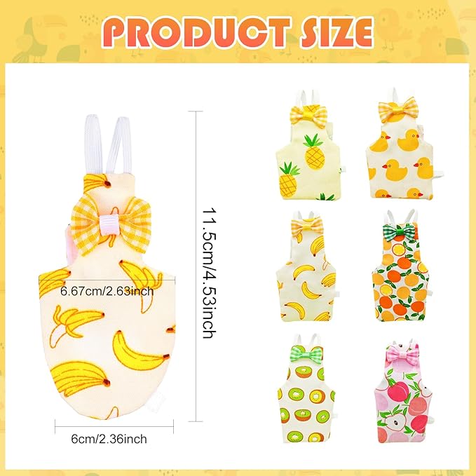 6 Pcs Bird Diapers FAURAPMNG Parrot Nappy Flight Suit Reusable Cockatiel Clothes with Elastic Back Rope Waterproof Inner Layer Washable Diaper Pants for Parakeets, Budgies, Mini Macaws, Quaker Parrots