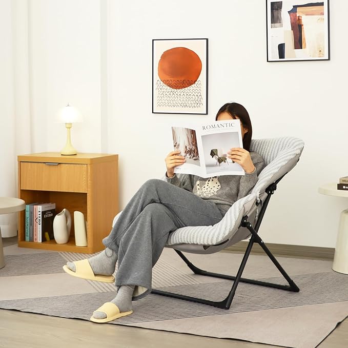 Comfy Saucer Chair for Adults, Soft Faux Fur Bedroom Chair, Accent Dorm Chairs
