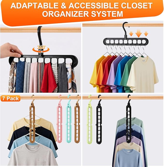 Magic Space Saving Hangers, 7 Pack Multi-Functional Closet Organizers and