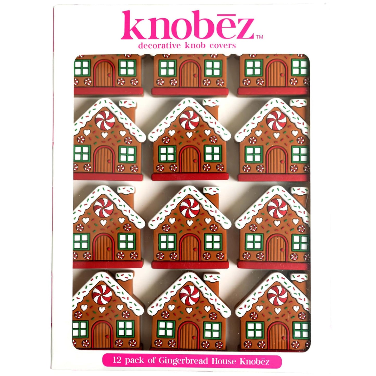 Knobēz 12pk Gingerbread House Decorative Knob Covers - Christmas Ornaments
