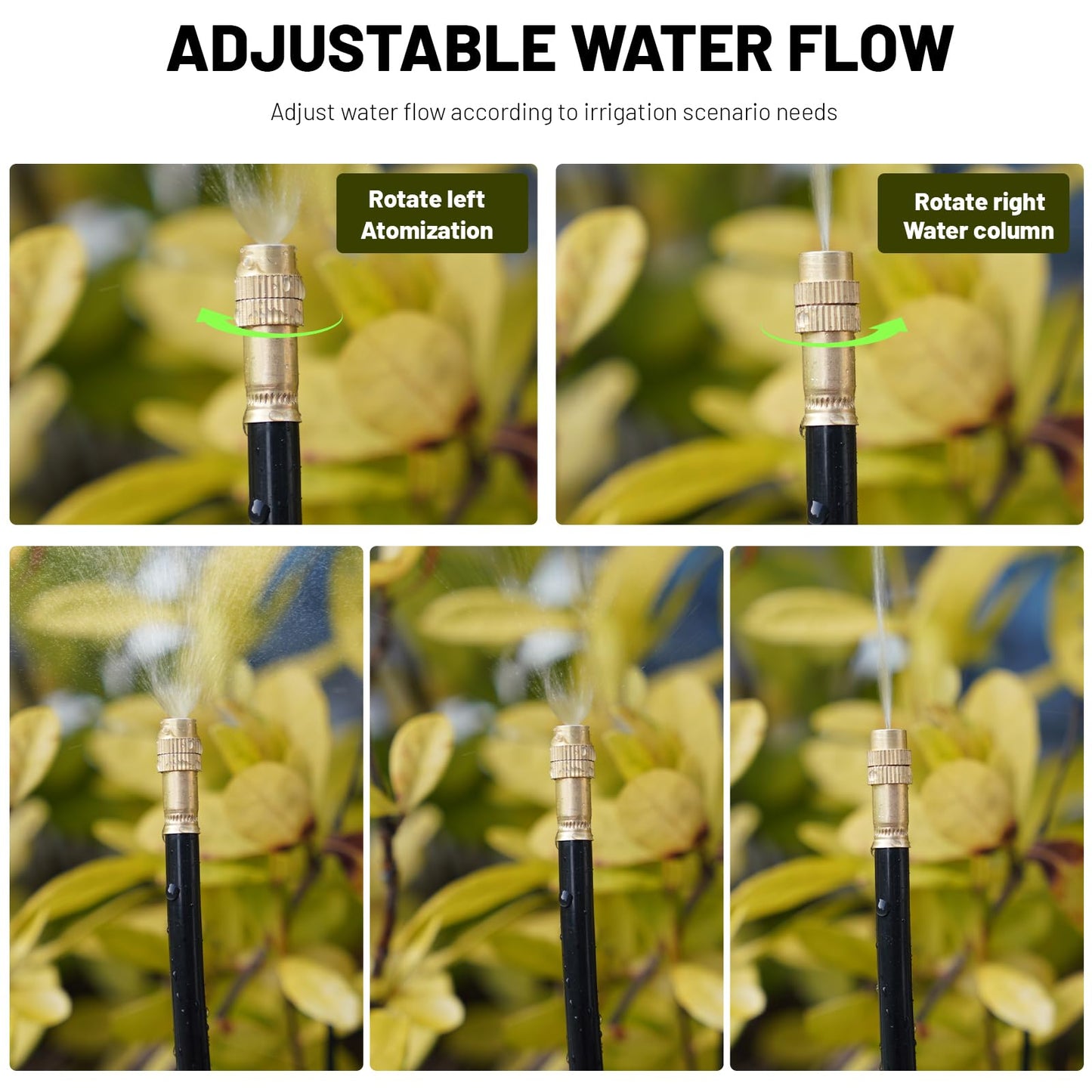 Thiswing 360° Adjustable Drip Irrigation System - 20 FT Garden Watering System with 5 Nozzles, Raised Bed Sprinkler System, Garden Mister for Yard, Lawn, Plants, 5/16" Tubing