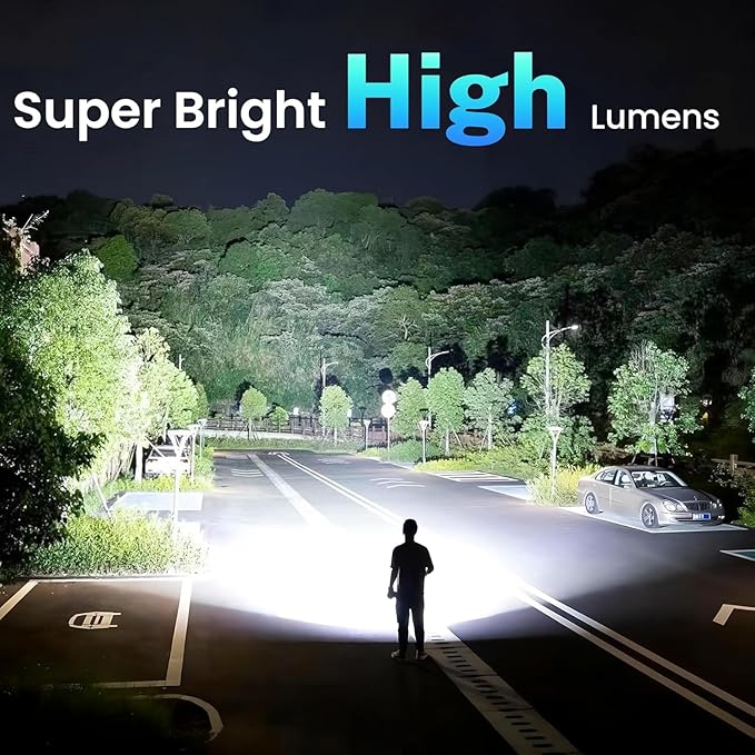 TrixHub Rechargeable Flashlights High Lumens 2Pack, 5Mode Flash Light with LCD Digital Display, Super Bright Adjustable Tactical Flashlight, High Powered LED Handheld Flashlight for Home