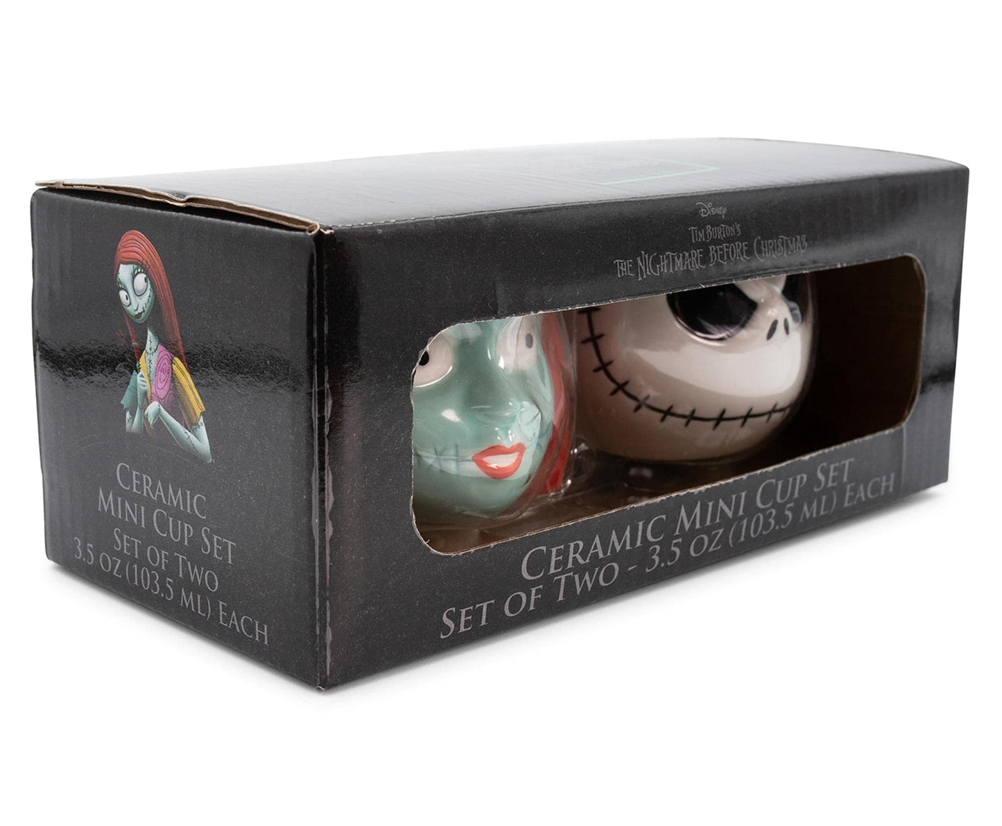 Nightmare Before Christmas Disney The Jack & Sally Sculpted Mini Mugs, Set of 2 | Coffee Mugs And Cups, Home & Kitchen Decor | Halloween Gifts And Collectibles | Each Holds 3 Ounces