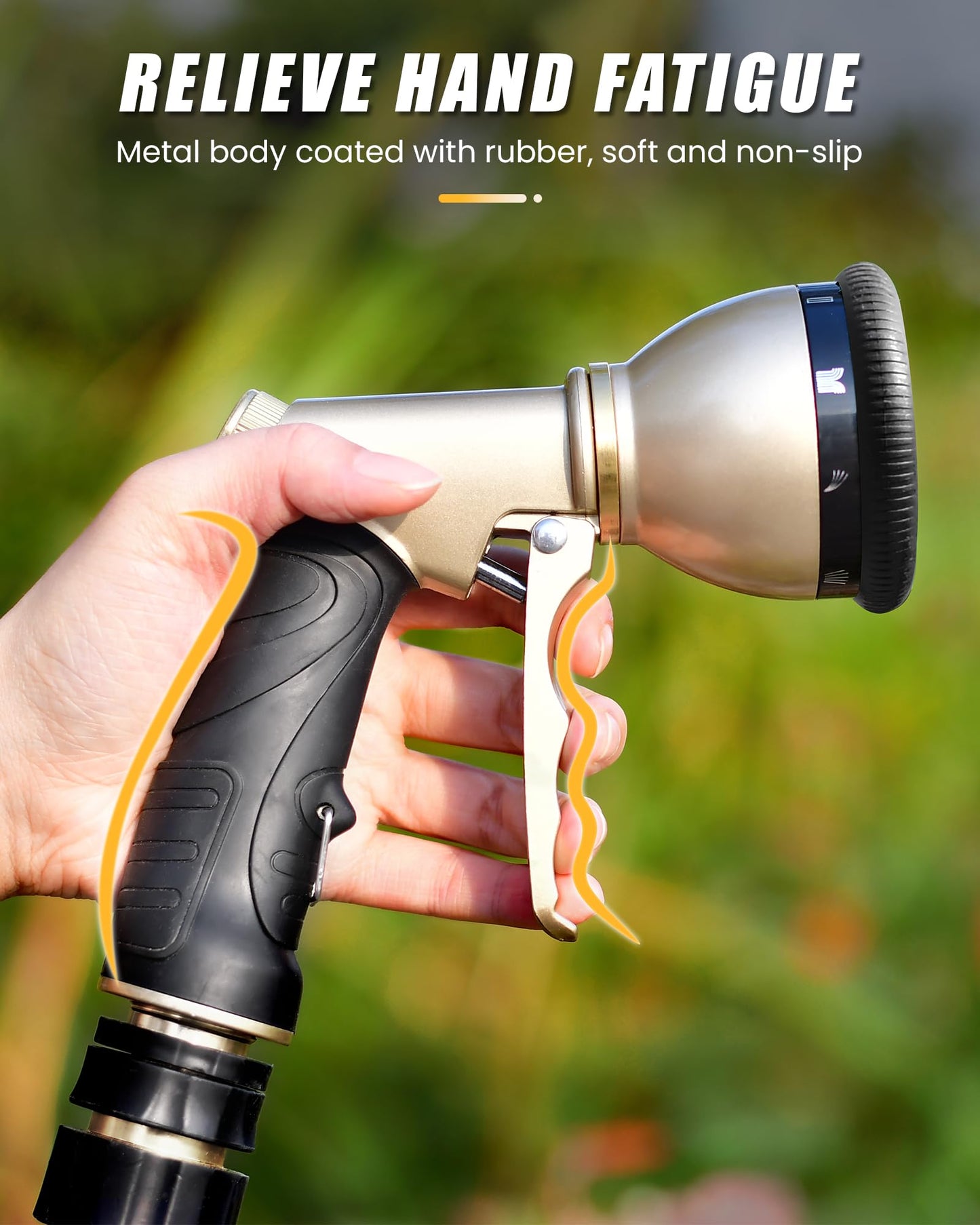 RAINPOINT Garden Hose Nozzle, Metal Hose Sprayer Nozzle With 9 Adjustable Spray Patterns, Heavy Duty Hose Sprayer for Watering Plants, Lawns, Car Wash, Pet Washing(Black)