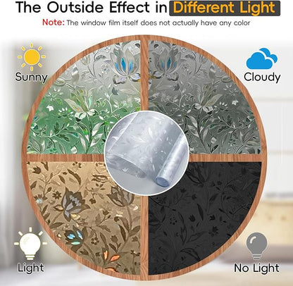 Reusable Static Cling Rainbow Window Privacy Film Decorative, Stained Glass Window Clings for Home Glass Doors, 23.6" by 78.74"