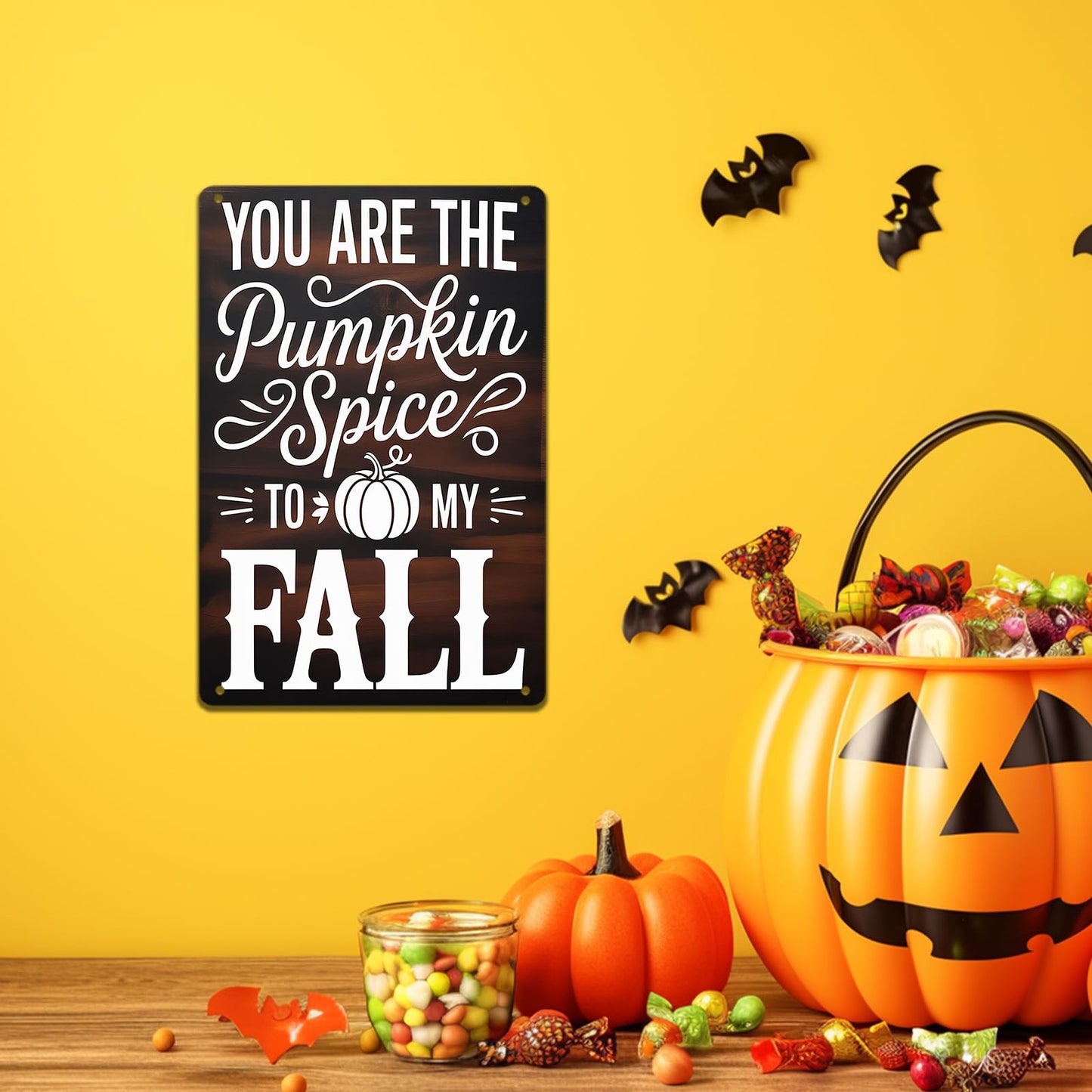 You Are the Pumpkin Spices to My Fall Metal Sign Autumn Wall Art for Home Kitchen Dining Room Fireplace Hallway Porch Thanksgiving Day Decor 8x12 Inch
