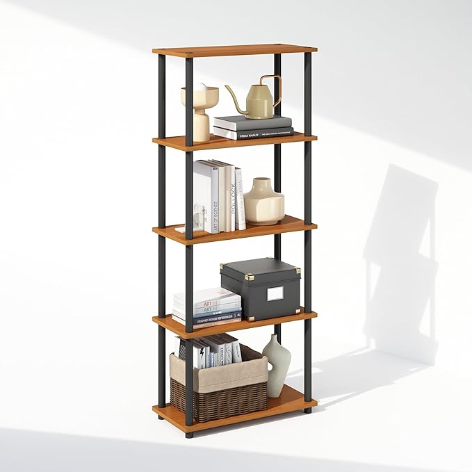 Furinno Turn-N-Tube Book Shelf, 5-Tier Bookshelf, Bookcase