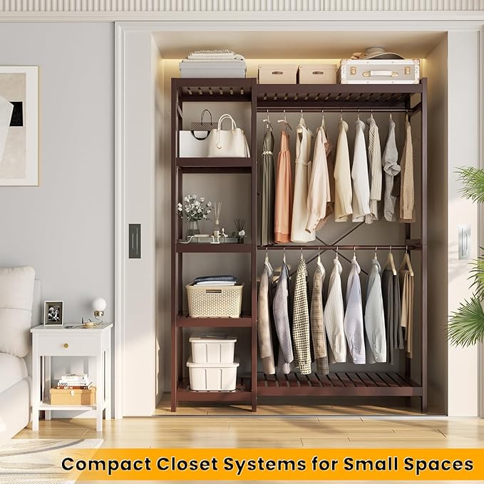 Homykic Bamboo Clothes Rack Garment Rack