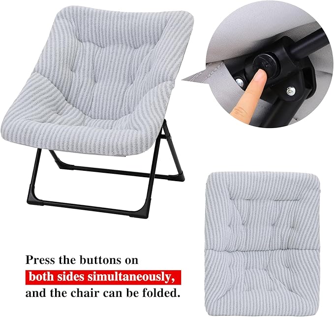 Comfy Saucer Chair for Adults, Soft Faux Fur Bedroom Chair, Accent Dorm Chairs