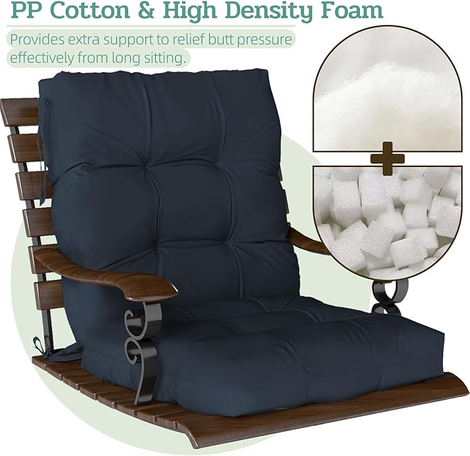 Outdoor Chair Cushions Set of 2, High Back Soft Seat Pad