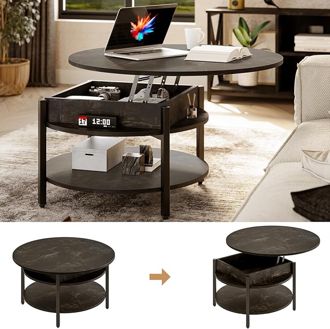 FABATO Round Lift Top Coffee Table