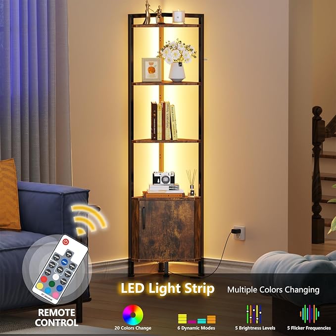 Furnulem Corner Shelf, 5-Tier Corner Cabinet