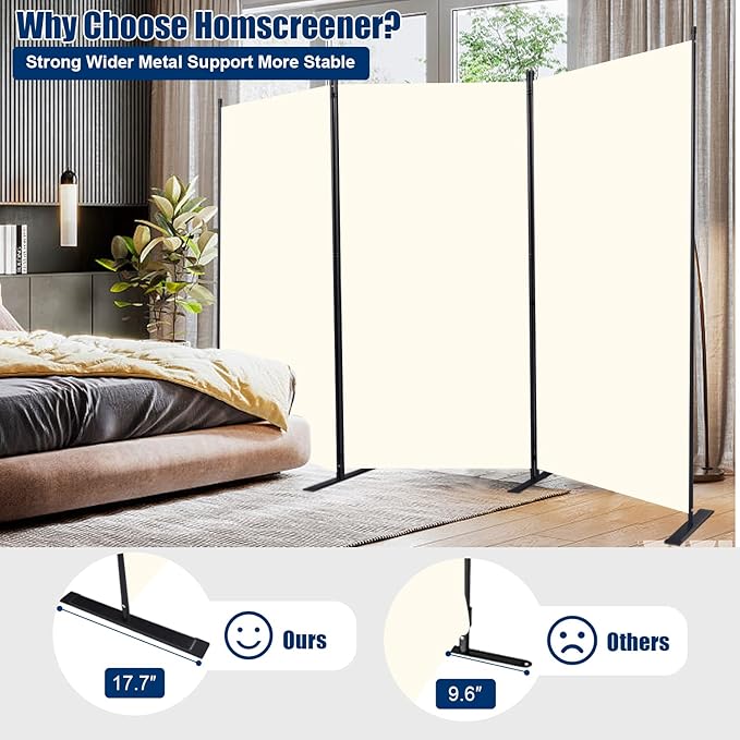 Room Divider 6FT Portable Room Dividers and Folding Privacy Screens, 3 Panel