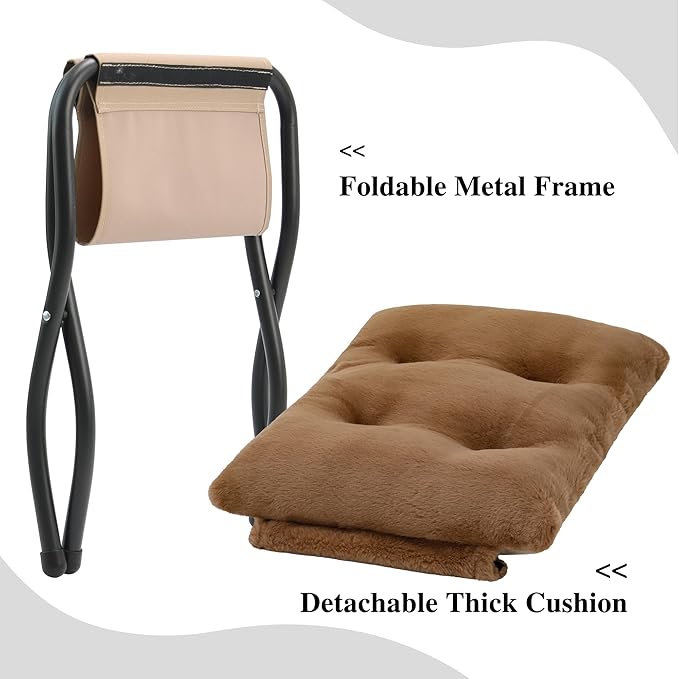 15" Folding Ottoman, Foldable Footrest Stool, Small Foot Stool