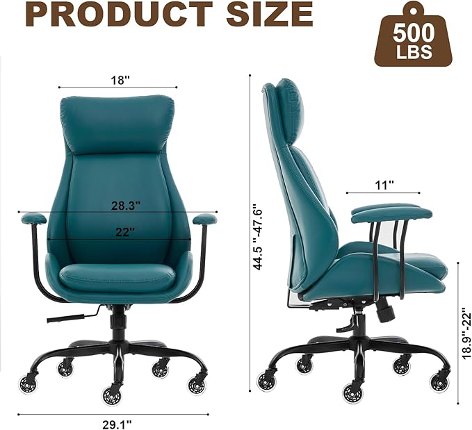 E-Motie Office Chair, Leather Desk Chair