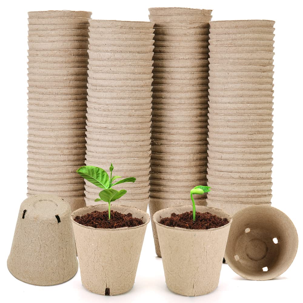 YESIACE Peat Pot, 126 Packs 3.15 Inch Seed Starting Pots with Drainage Holes Round Nursery Pot, Biodegradable Round Plant Seed Starter Peat Pots Germination Seedling Trays