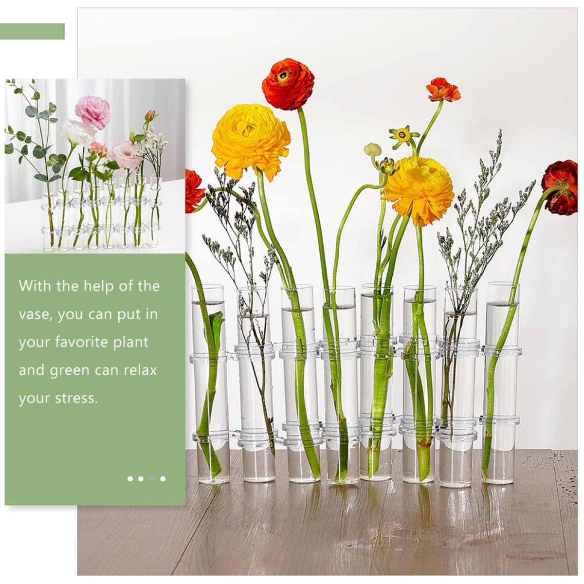 VALICLUD 8pcs Large Glass Test Tube Vases with Brush for Hydroponic Propagation, Indoor Plant Terrarium Kit, Desktop Glass Desk Vase Set for Home Décor and Water Plant Display