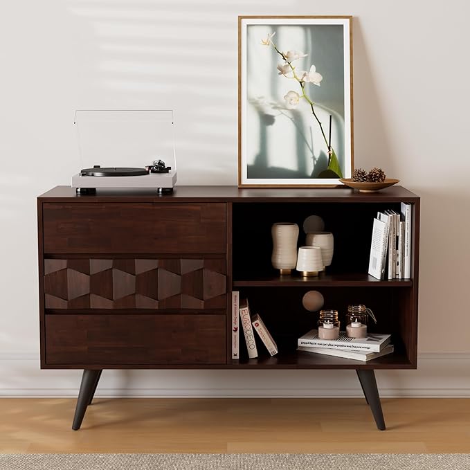 Bme Georgina 45 Inch Solid Wood TV Stand, Under 10 Minutes Assembly