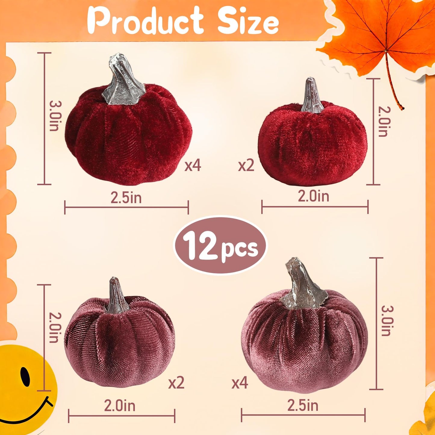 Lcuasc 12pcs Velvet Fake Pumpkins Fall Decor Faux Small Foam Fabric Pumpkin for Autumn Table Centerpiece Party Farmhouse Harvest Thanksgiving (Burgundy/Mulberry)