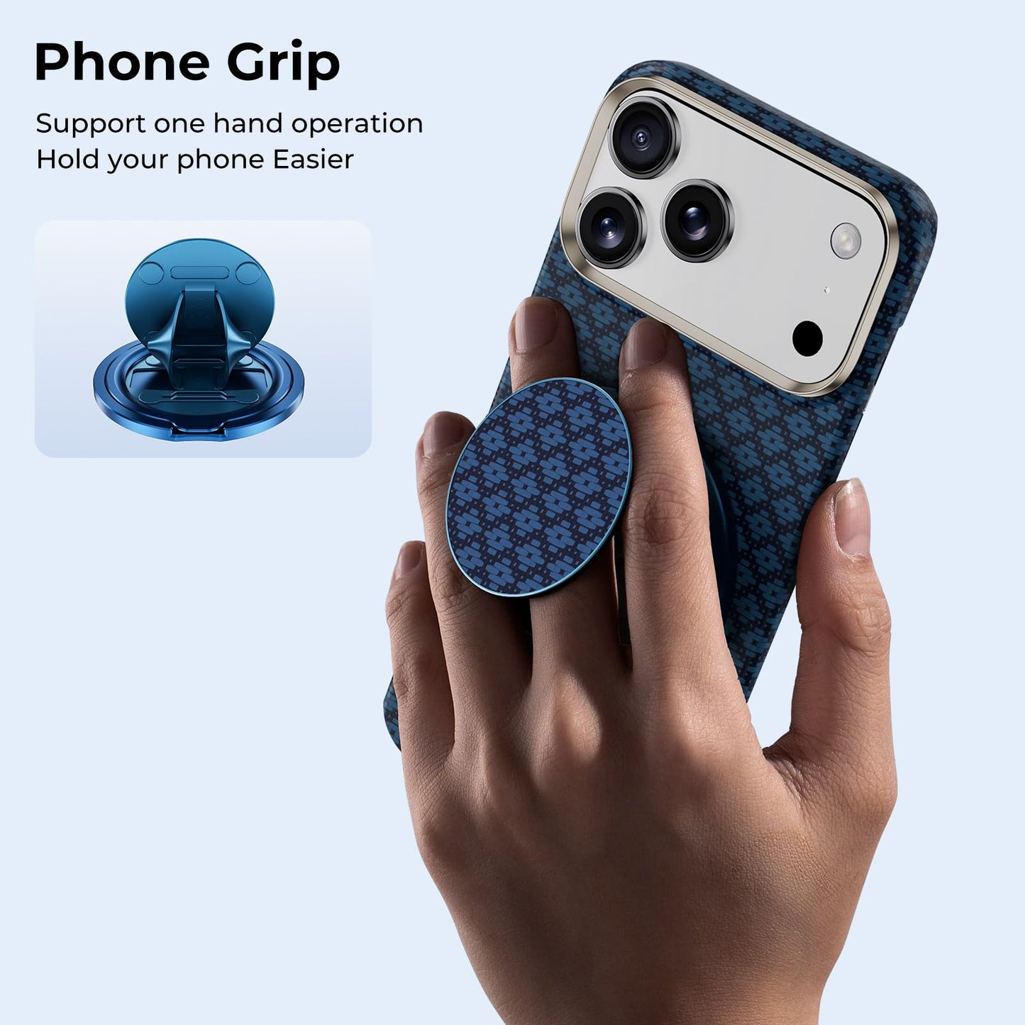 BENKS ArmorPop Magnetic Phone Grip & Stand for MagSafe, 360° Rotation Adjustable Phone Ring Holder for iPhone 17/16/15/14/13/12 Series, Durable Kevlar Design