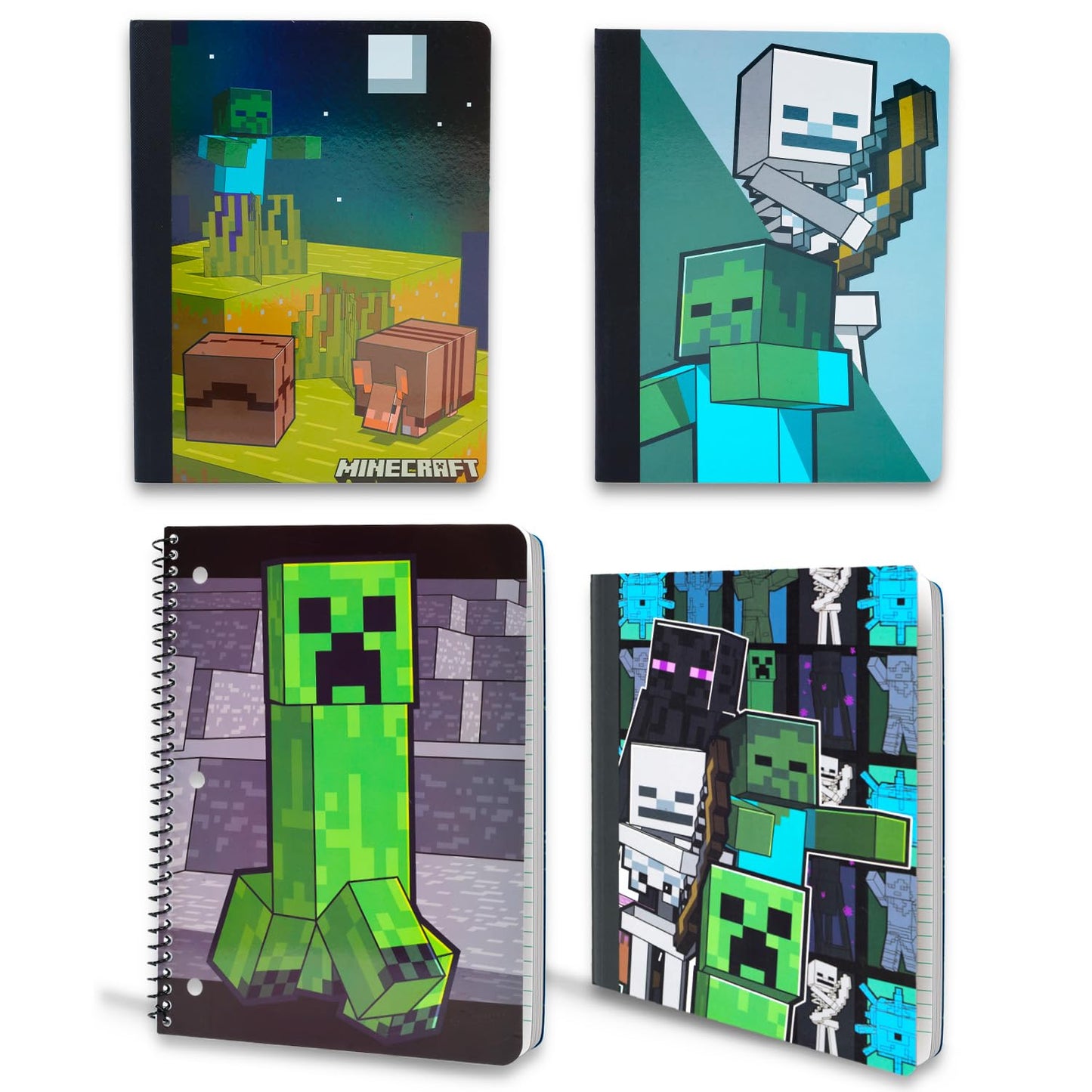 Minecraft Notebook Set - Note Book for Kids Bundle Includes 4 Notebooks Plus Stickers and Door Hanger | Minecraft School Supplies