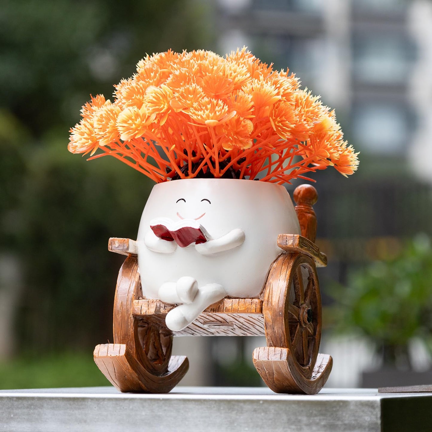 MUZZIOU Smiley Face Planter Pots, Cute Rocking Chair Pot for Plants, Funny Flower Pot for Succulents with Drainage Hole Indoor & Outdoor, Gift Ideal for Lover Mother Grandma Friends(Rocking Chair Pot)